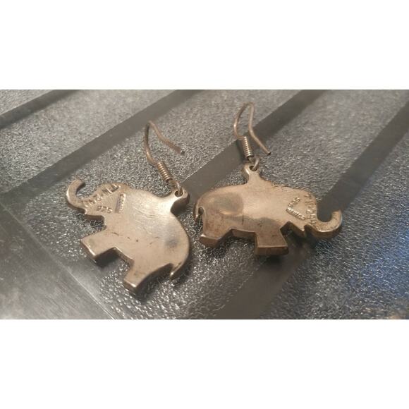 Elephant Abalone Hoop Earrings .925 Sterling Silver Hook Boho Chic Jewelry Gift - Picture 4 of 5